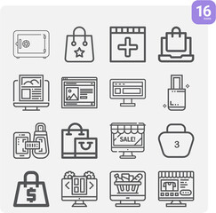 Simple set of web design related lineal icons.
