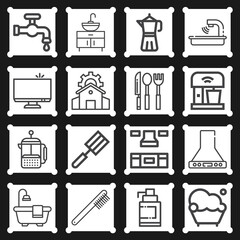 16 pack of apartment  lineal web icons set
