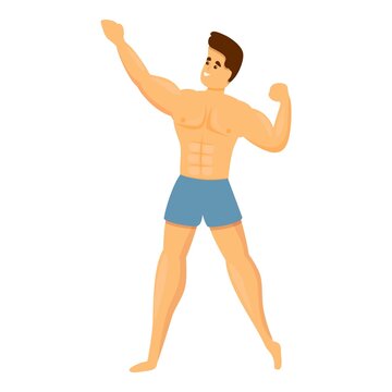 Young bodybuilder icon. Cartoon of young bodybuilder vector icon for web design isolated on white background
