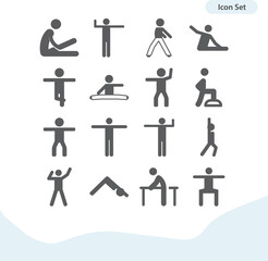 Simple set of stretching related filled icons.
