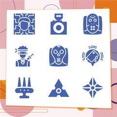 Simple set of 9 icons related to instinct