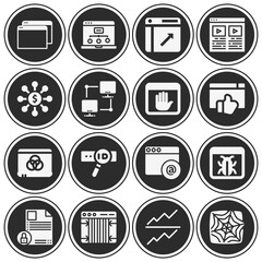 16 pack of support system  filled web icons set