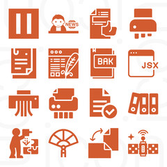 16 pack of article  filled web icons set