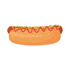 fast food, hot dog with sauces icon isolated design