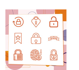 Simple set of 9 icons related to mention