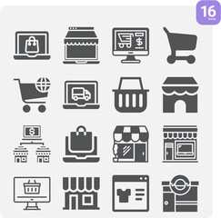 Simple set of sells related filled icons.