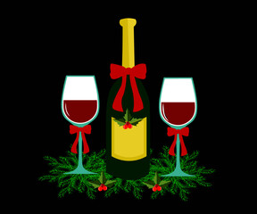 wine glass and bottle of wine