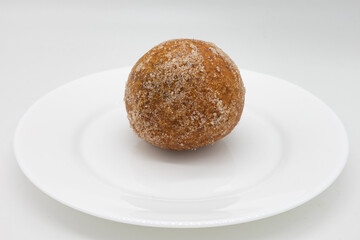 Asian Sweet Rice Ball Doughnut on a White Plate