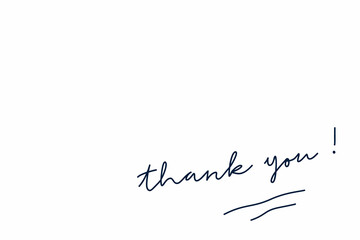 Fototapeta premium Thank You Card. Black Text Handwritten Lettering Calligraphy with Double Underlines isolated on White Background. Flat Vector Illustration Design Template Element for Greeting Cards.