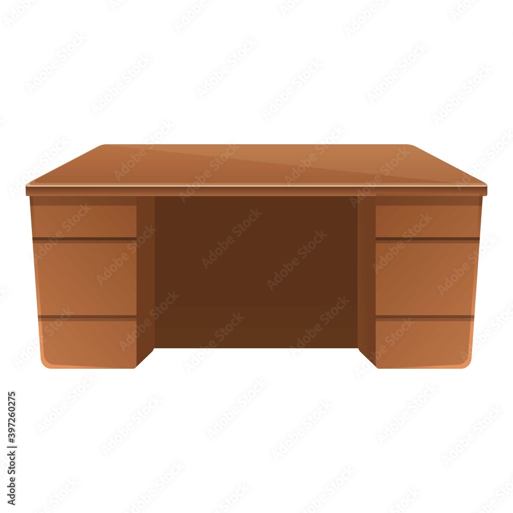 Poster office table icon. cartoon of office table vector icon for web design isolated on white background