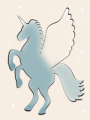 colorful cute hand drawn unicorn with wings design illustration