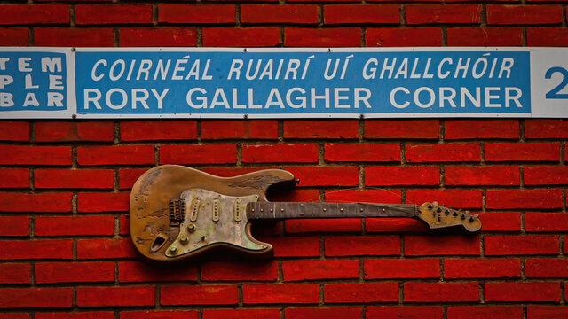 Rory Gallagher Corner in the Temple Bar district of Dublin (Ireland)