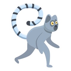 Walking lemur icon. Cartoon of walking lemur vector icon for web design isolated on white background
