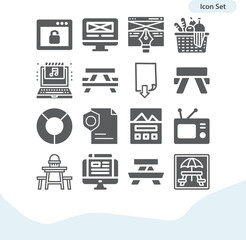 Simple set of tables related filled icons.