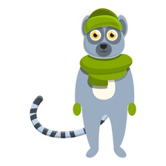 Lemur winter headwear icon. Cartoon of lemur winter headwear vector icon for web design isolated on white background