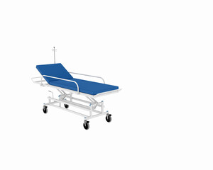 3d render of patient and ambulance stretcher