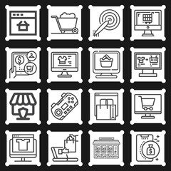 16 pack of gambling  lineal web icons set