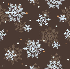 Seamless Christmas pattern with snowflakes. Winter festive background