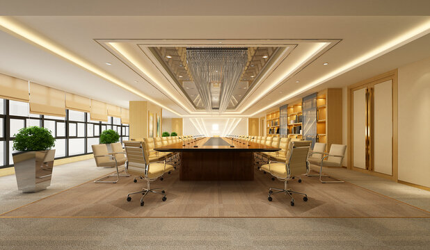 3d render of modern working office and meeting room
