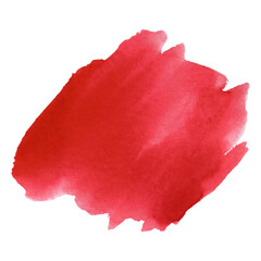 Isolated red watercolor paint abstract blob on the white paper background. Design template, element