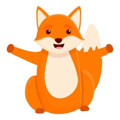 Obraz premium Happy fox icon. Cartoon of happy fox vector icon for web design isolated on white background