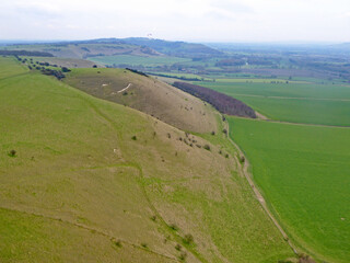 Fototapeta na wymiar Aerial view of the Pewsey Vale at Golden Ball 