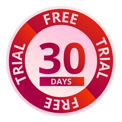Free trial 30 days icon. Cartoon of free trial 30 days vector icon for web design isolated on white background