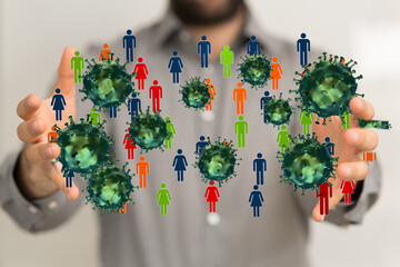 Virus abstract background. protection Genetics Bacteriological Microorganism..