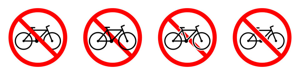 Bicycle are forbidden. Stop bicycle icon. Bicycle prohibition