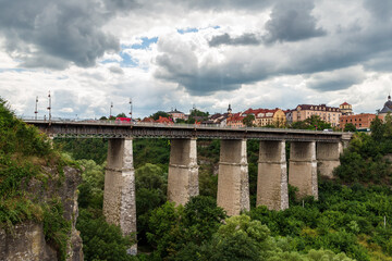 A beautiful bridge over the canyon in the city of Kamenets Podolsky.