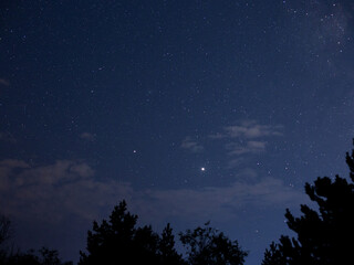 Fototapeta na wymiar Bright stars and planets in the night sky