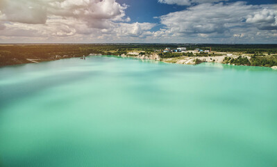 Big green lake in quarry