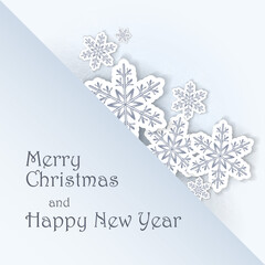 Christmas background with snowflakes. Greeting card or invitation. Merry Christmas and a happy new year. Element for design. - 397269252