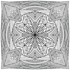 abstract linear ornaments forming a mandala drawn on a white background for coloring, vector, mandala