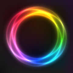 Abstract vector background from neon geometric shapes, vector template, round frame, wallpaper