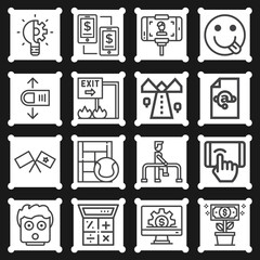16 pack of direction  lineal web icons set