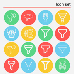 16 pack of funnels  lineal web icons set