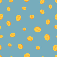 Seamless pattern scales of gold coins - vector illustration