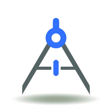 Compass dividers drawing tool icon vector. Engineering School Architect Precision Measuring Geometry Equipment Symbol.