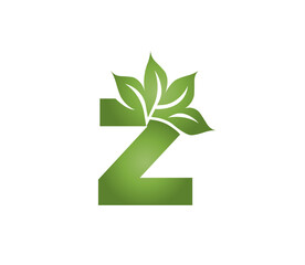 Z Nature Leaf Alphabet Logo Design Concept