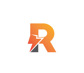 R Electric Power Alphabet Logo Design Concept