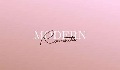 Slogan Modern Romantic word hand drawn lettering. Texture and typography script modern calligraphy word. Grunge vector illustration. Text design for banner. Graphic vector printed tee, pink color.