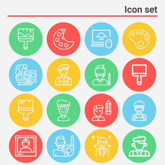 16 pack of painters  lineal web icons set