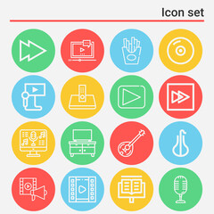 16 pack of refrain  lineal web icons set