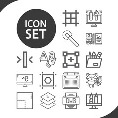 Simple set of plastic art related lineal icons.