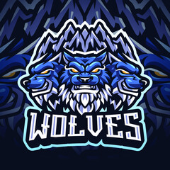 Wolf esport mascot logo design