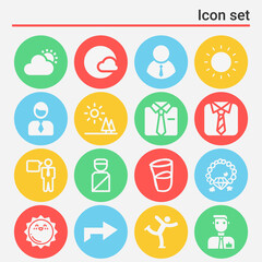 16 pack of shaded  filled web icons set