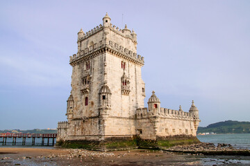 Fototapeta na wymiar Torre de Belem, old tower in Lisbon, historical architecture in Portugal 