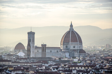 Fototapeta na wymiar Aerial view of Piazza del Duomo in Florence.