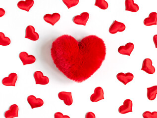 concept Valentine's Day with many red hearts